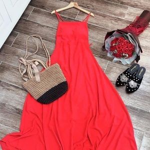 Long maxi red dress